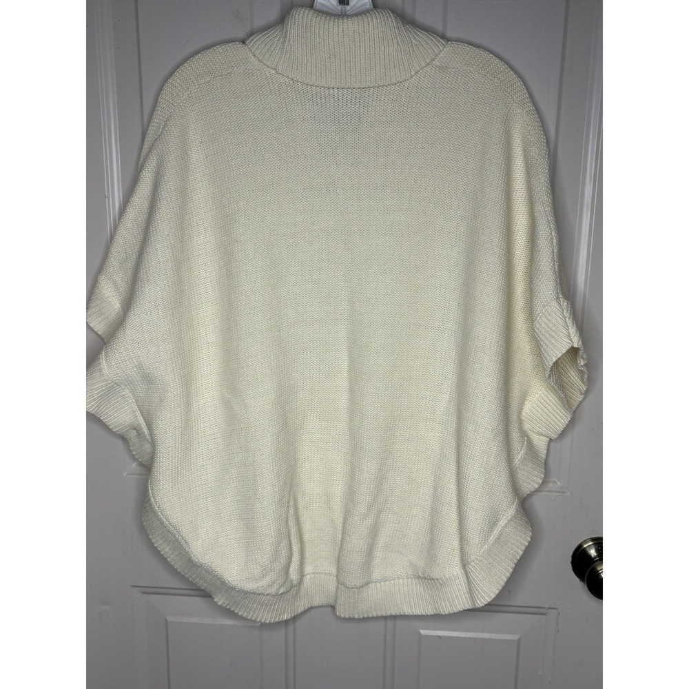 LRL Ralph Lauren Women's M Ivory Shawl Collar Sweater Poncho Classic Coastal - Picture 11 of 11